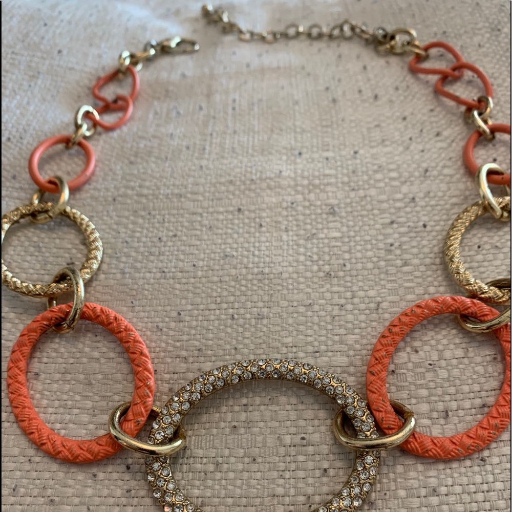 Beautiful orange and gold hoop necklace